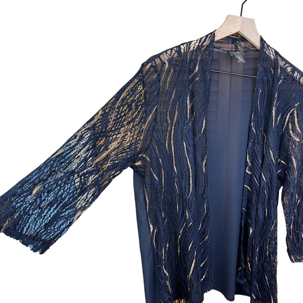 Chicos‎ Travelers Womens Dark Gary XL Sheer Lightweight Open Front Cardigan - Picture 3 of 7